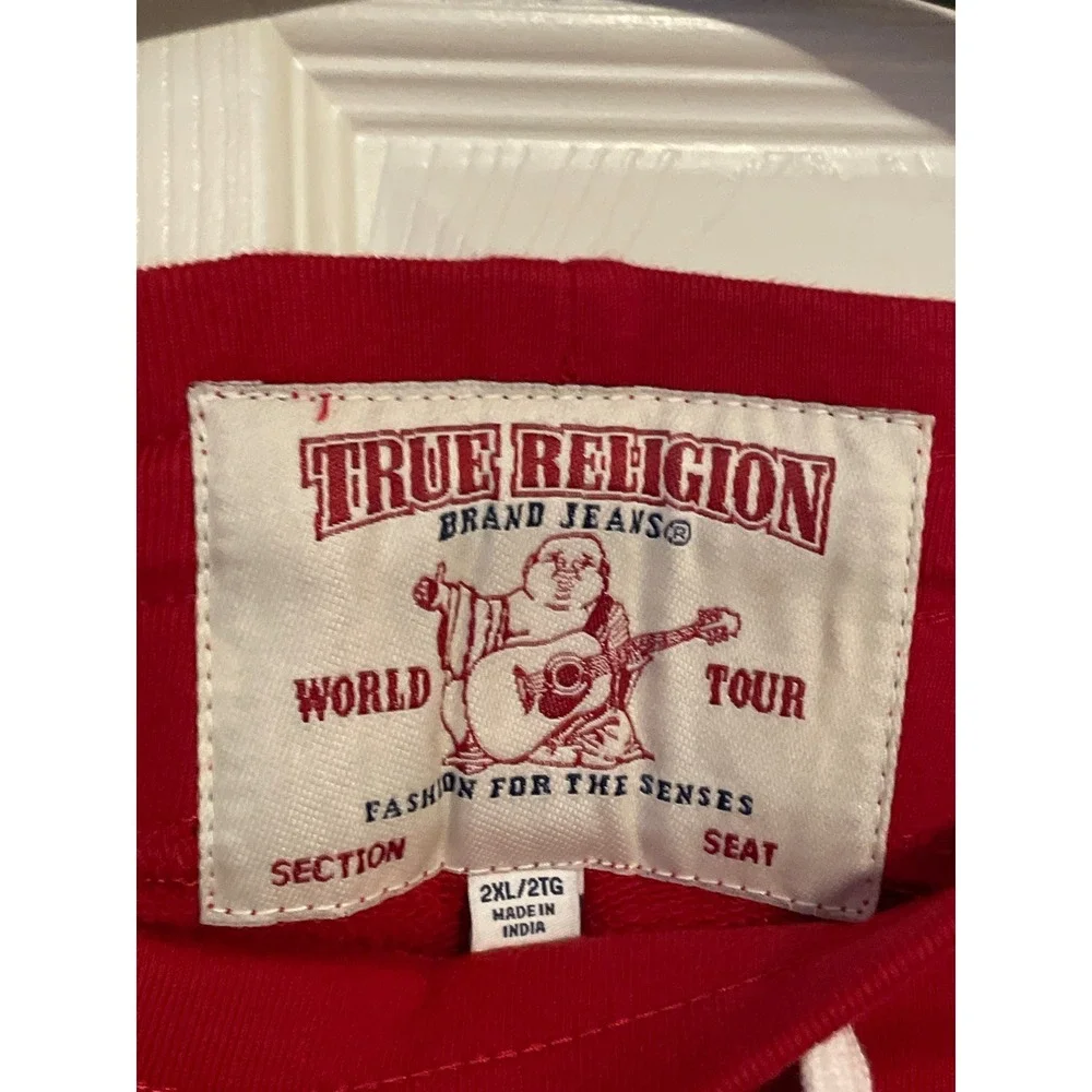 True Religion Mens Classic Logo Jogger Sweatpants Ruby Red XXL MA0H023MF4 NEW